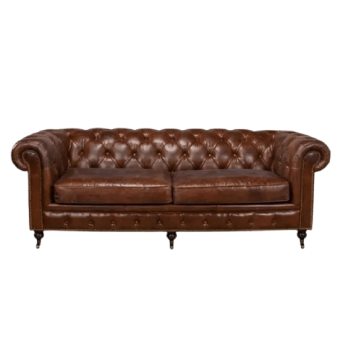 Castered Leather Sofa