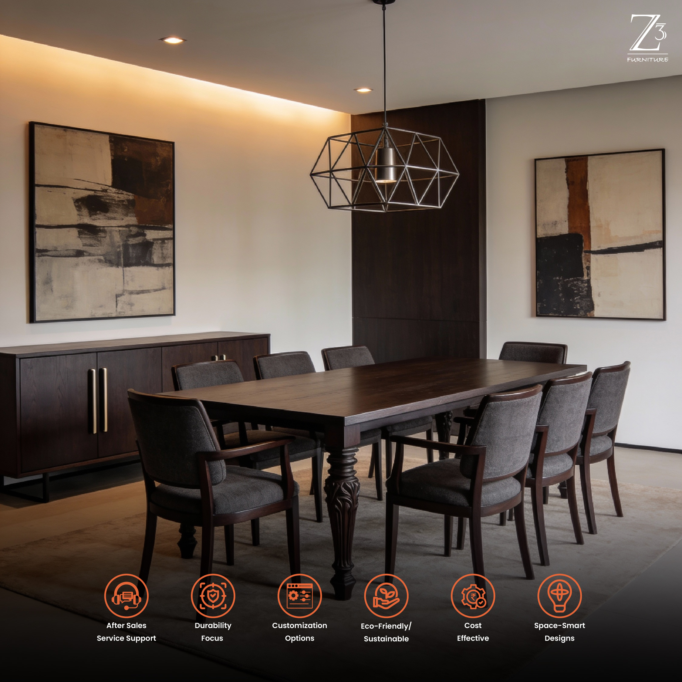 8 Seater Dining Set Furniture - Z Cube Furniture 04