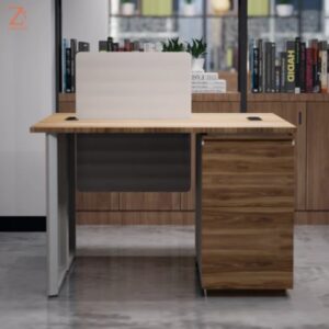 1 seater White and Brown Workstation Table 1 Z Cube Furniture