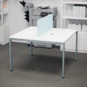 2 Seater White Wooden Workstation Table 1 Z Cube Furniture