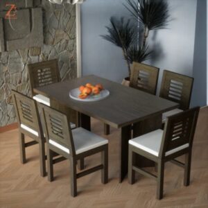Dark Brown 6 Seater Dining Table Set 1 Z Cube Furniture
