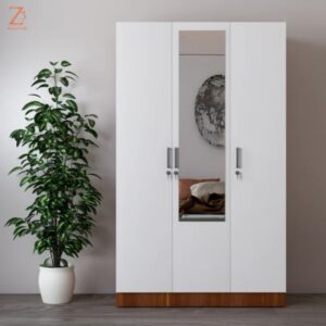 White Engineered Wood 3 Door Wardrobe 1 Z Cube Furniture