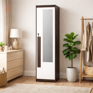1 Door Wardrobe 2 Shelves with 1 Drawer and Hinger Space With Mirror
