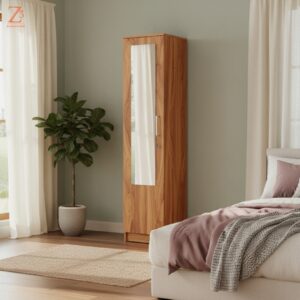 1 Door Wardrobe With Mirror with 5 Shelves Z Cube Furniture 1
