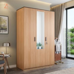 3 Door Wardrobe 7 Shelves 1 Drawer and 1 Hinger Space with Mirror