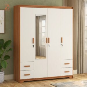4 Door Wardrobe 11 shelves 1 hanging space 4 drawer 2 small locker with mirror