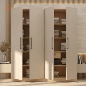 4 Door Wardrobe 8 shelves 2 hanging space 1 drawer with mirror 1