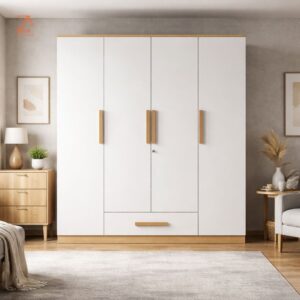 Four Door Wardrobe 11 shelves 1 hanging space 1 drawer without mirror