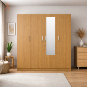 Four Door Wardrobe 12 shelves 1 hanging space 1 drawer with mirror