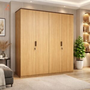 Four Door Wardrobe 4 shelves 2 hanging space 2 drawer without mirror