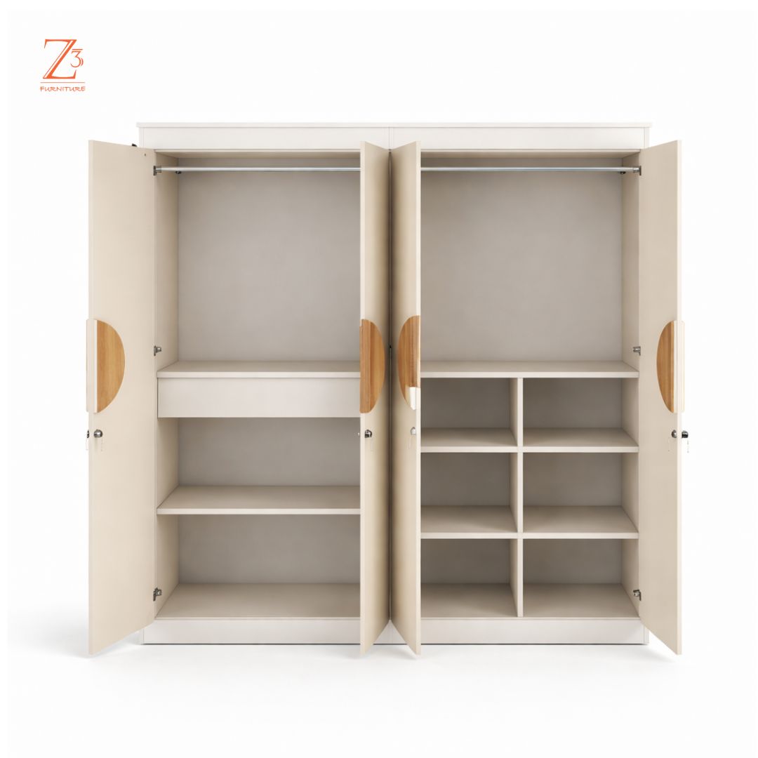 Four Door Wardrobe 8 shelves 2 hanging space 1 drawer without mirror (1)