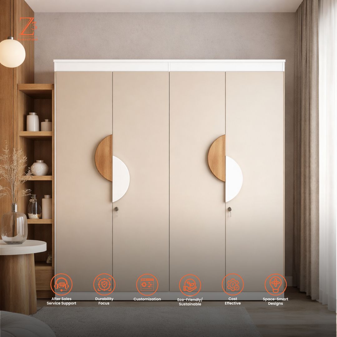 Four Door Wardrobe 8 shelves 2 hanging space 1 drawer without mirror (1)