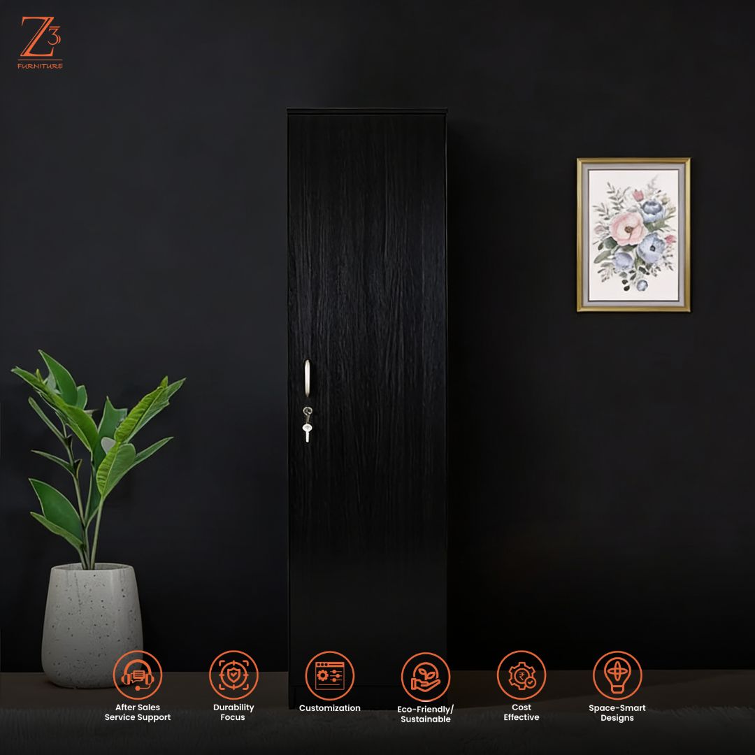 One Door Wardrobe Without Mirror with 4 Shelves 1 Drawer 5