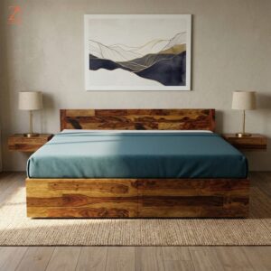 Crystal-Sheesham Wood Double Bed-Queen Size 1