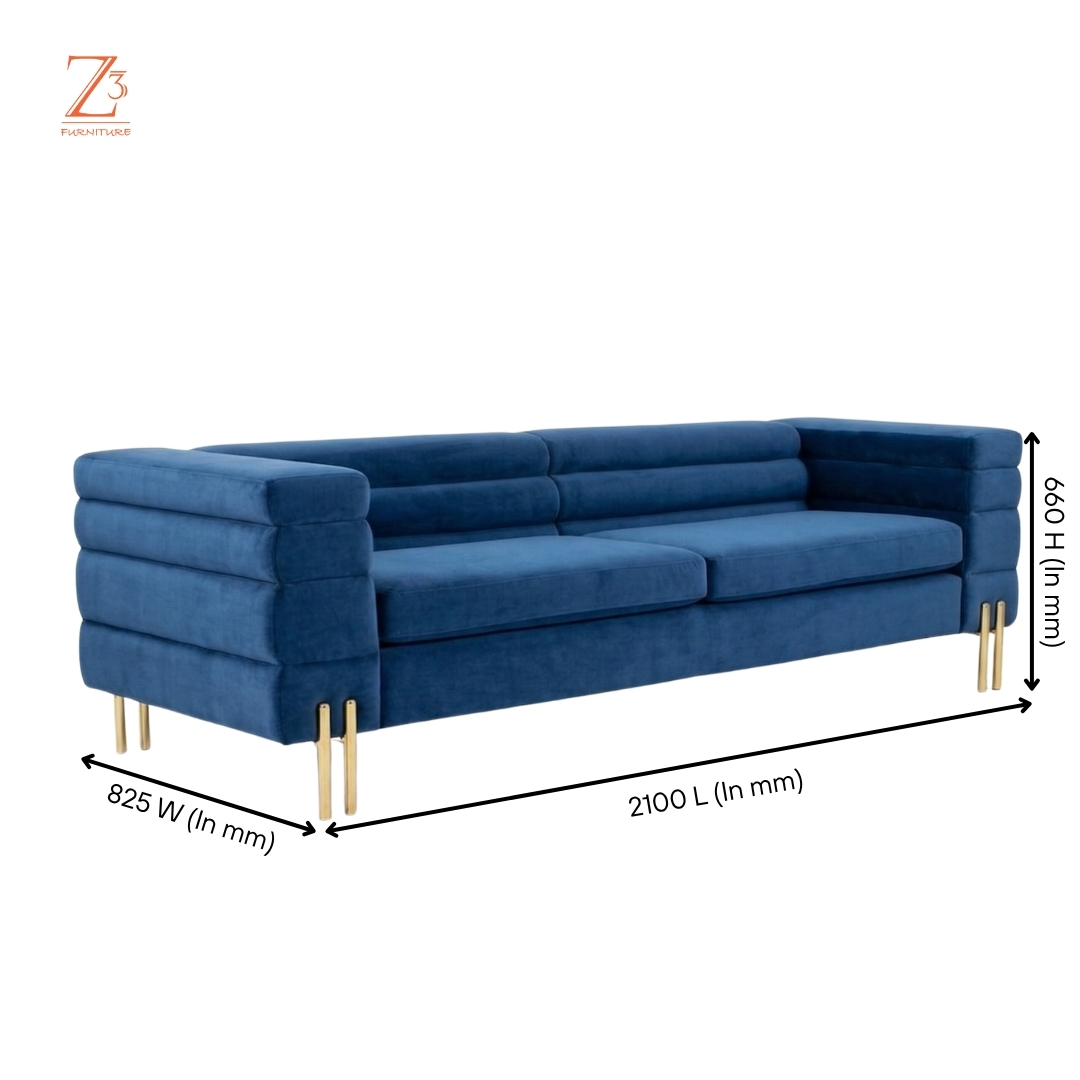 Leo Blue 2 Seater Sofa 5