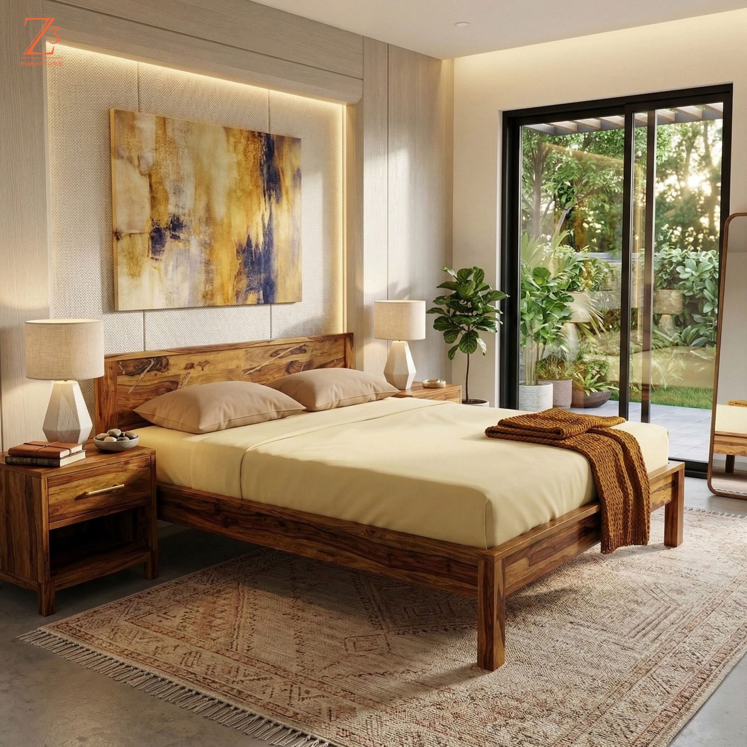 Manipur 1 Sheesham Wood King Size Double Bed1