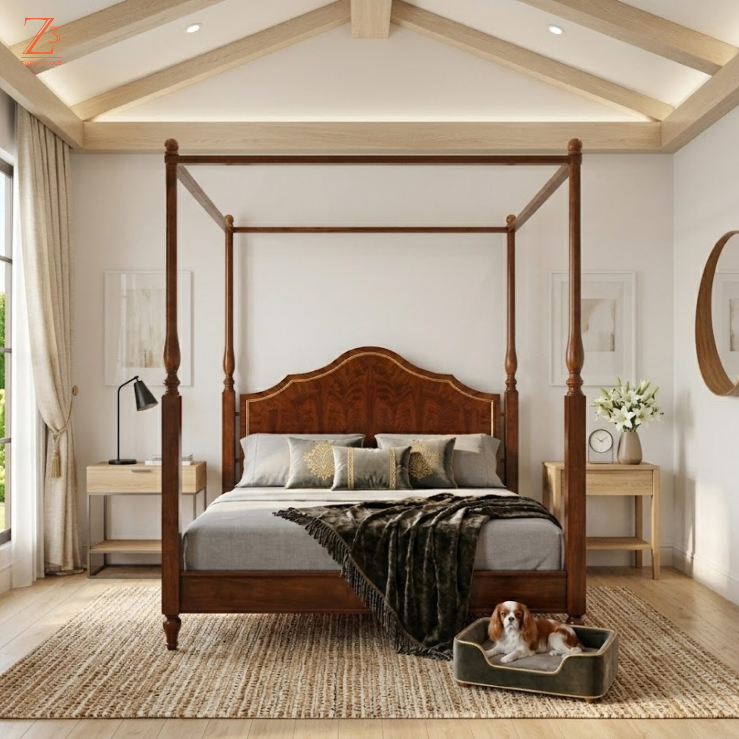 Z Cube Ajmer Solid Wood Queen Size Double Bed1