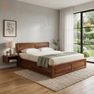 Z1-Sheesham Wood Double Bed-King Size1