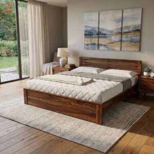 Z3-Sheesham Wood Double Bed-King Size1