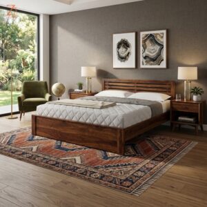 Z3-Sheesham Wood Double Bed-Queen Size1