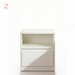 ArcticNest Bedside Table with Drawer – Frost White zcube Furniture 1
