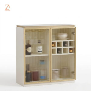 Aurielle Luxe Bar Cabinet – Vanilla Cream zcube Furniture 1