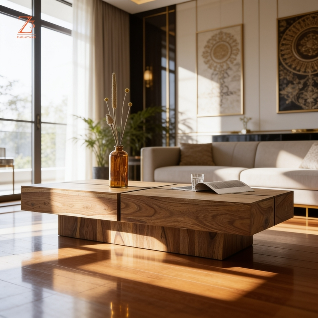 BilboCraft Solid Wood Coffee Table zcube Furniture 2