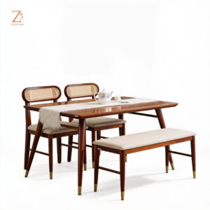 CaneAura 4 Seater Dining Set zcube Furniture 1