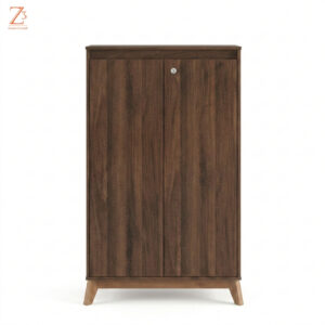 Elite Walnut Shoe Cabinet with Lock Storage Z cube Furniture 1