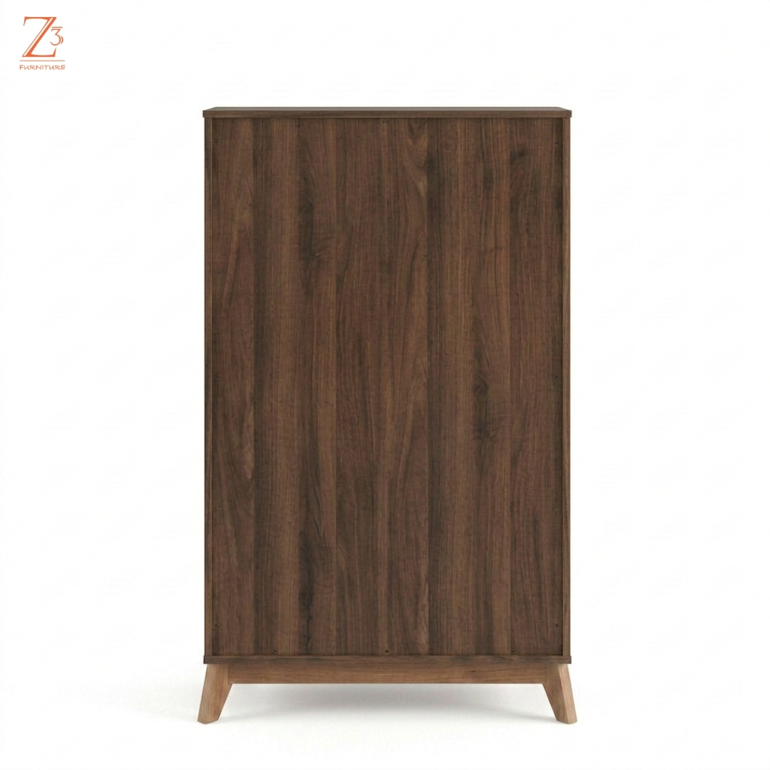 Elite Walnut Shoe Cabinet with Lock Storage Z cube Furniture 5