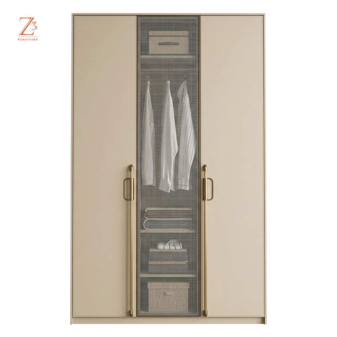 EliteHaven 3 Door Wardrobe – Desert Beige Zcube Furniture 1