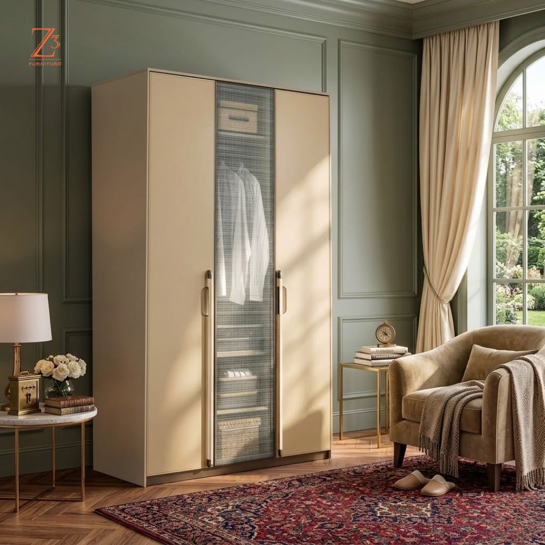 EliteHaven 3 Door Wardrobe – Desert Beige Zcube Furniture 2