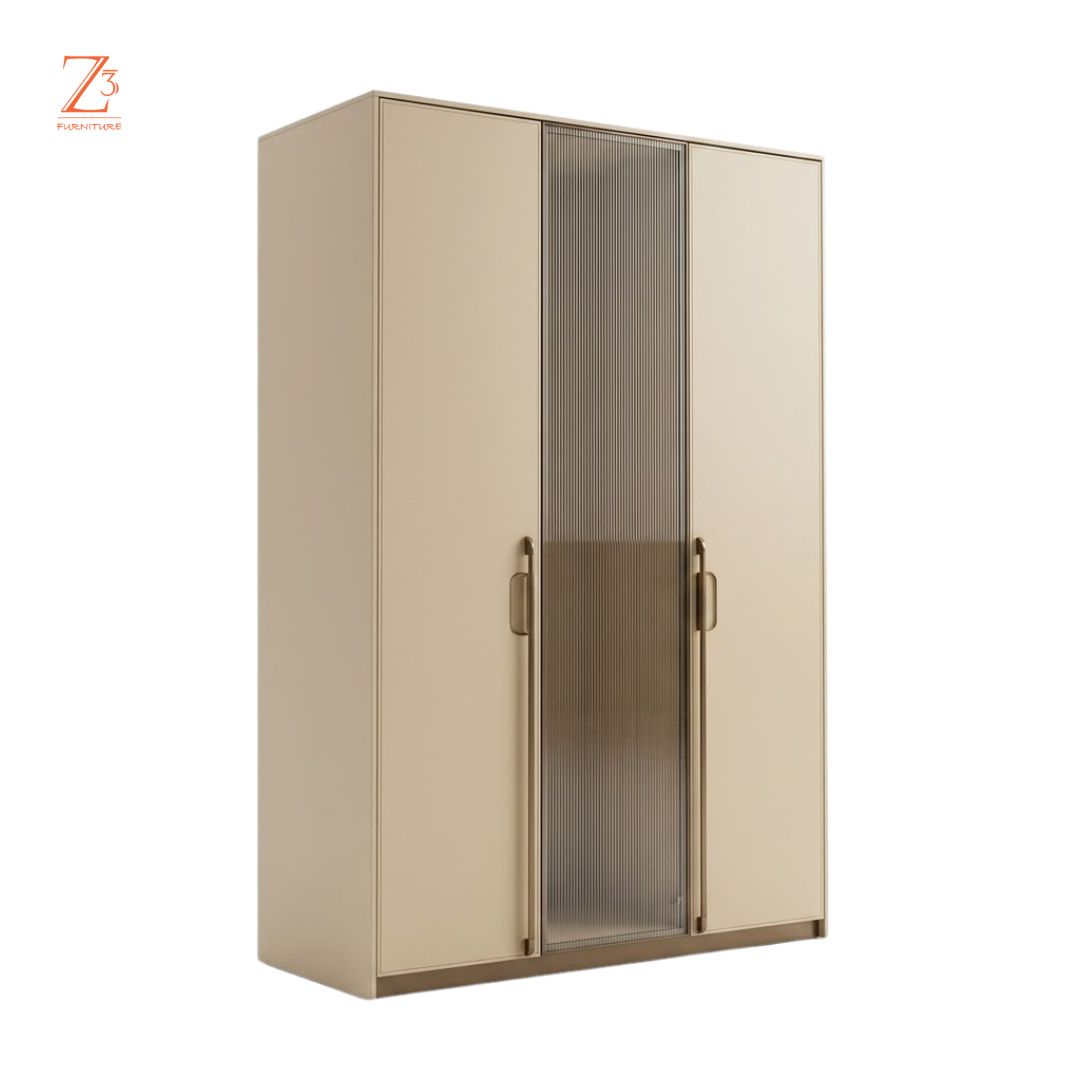 EliteHaven 3 Door Wardrobe – Desert Beige Zcube Furniture 3
