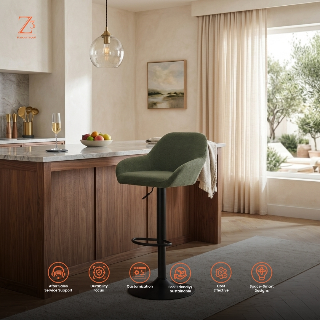 EmeraldNest Adjustable Bar Chair – Forest Green zcube Furniture 6