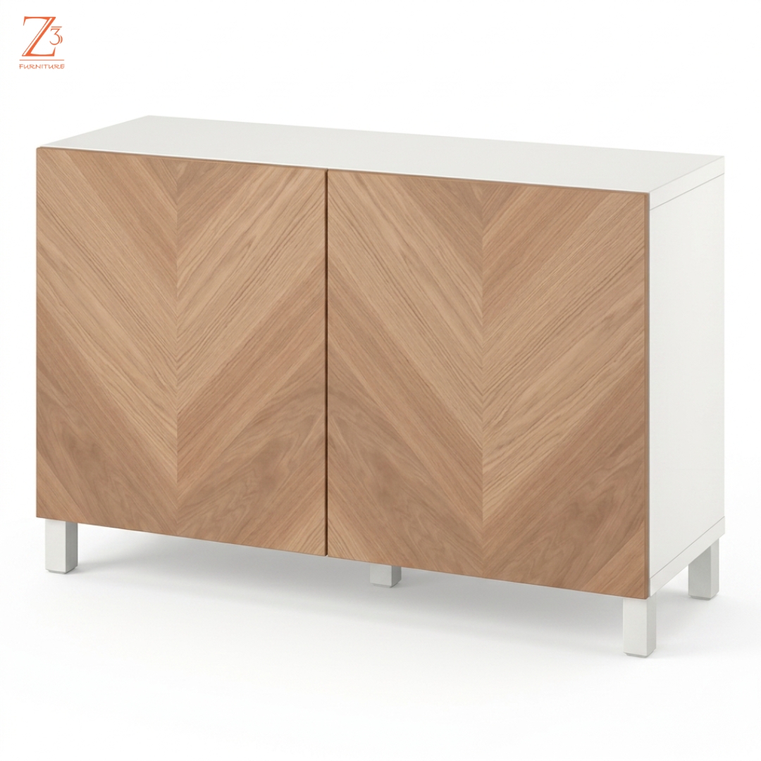Herringbone Oak Side Board Storage Cabinet z cube Furniture 2