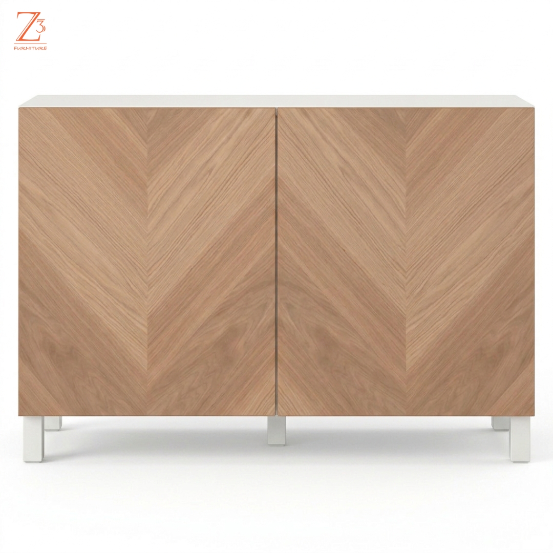 Herringbone Oak Side Board Storage Cabinet z cube Furniture 3