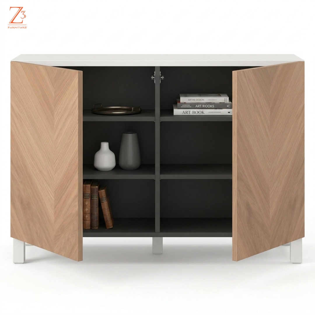 Herringbone Oak Side Board Storage Cabinet z cube Furniture 4
