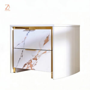 IvoryGlow Bedside Table with Drawers – Cream zcube Furniture 1