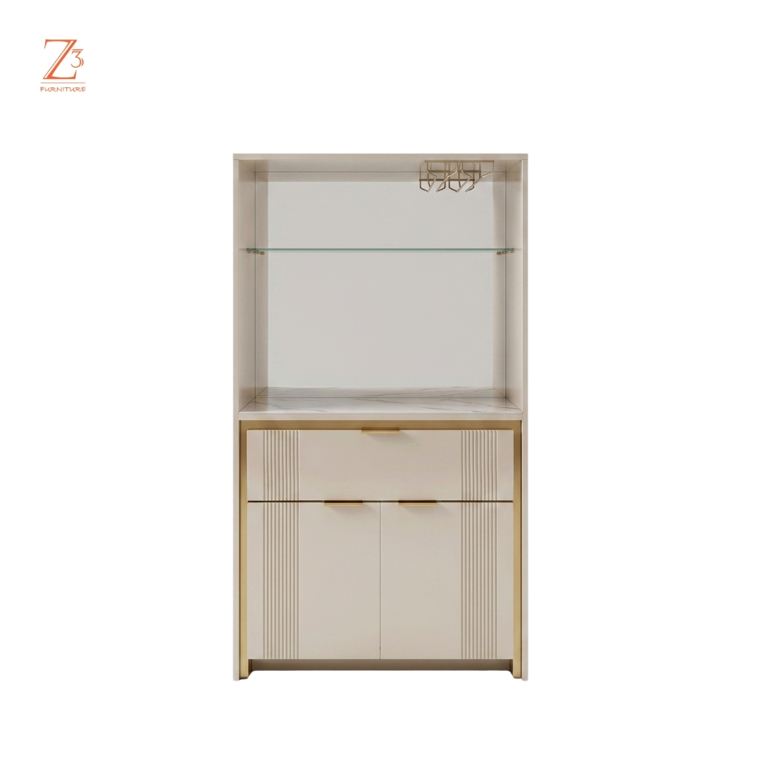 IvoryVault Luxe Bar Cabinet – Pearl Cream zcube Furniture 1