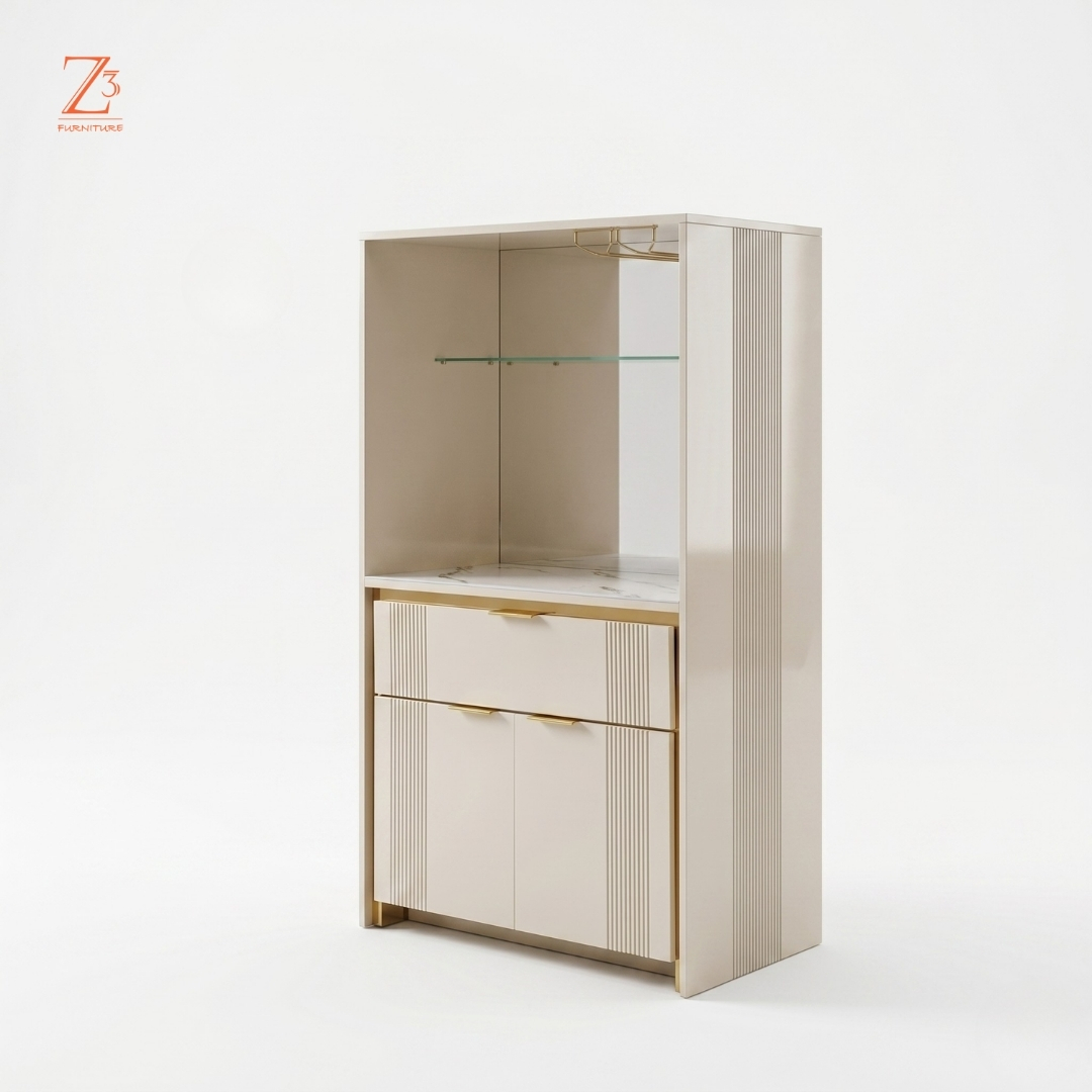 IvoryVault Luxe Bar Cabinet – Pearl Cream zcube Furniture 3