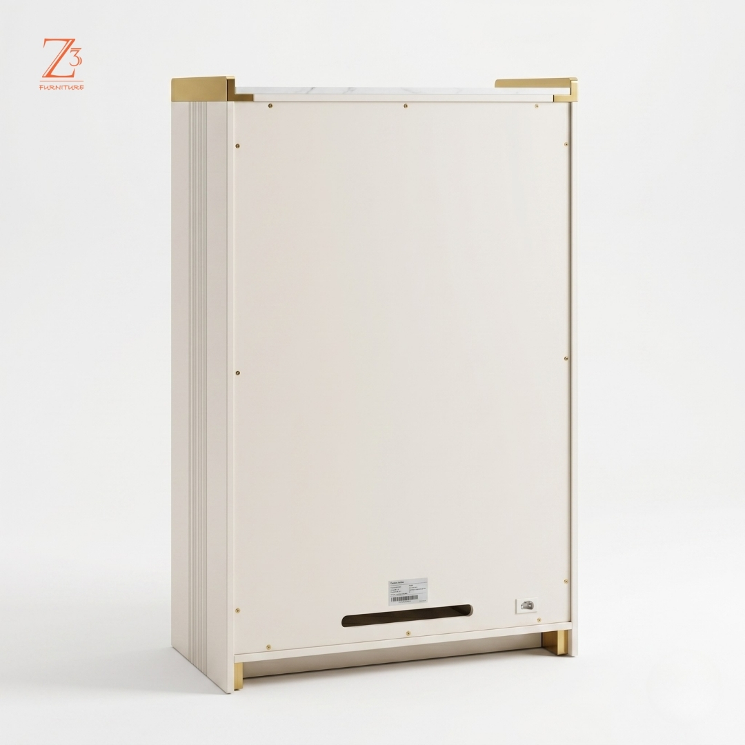 IvoryVault Luxe Bar Cabinet – Pearl Cream zcube Furniture 4