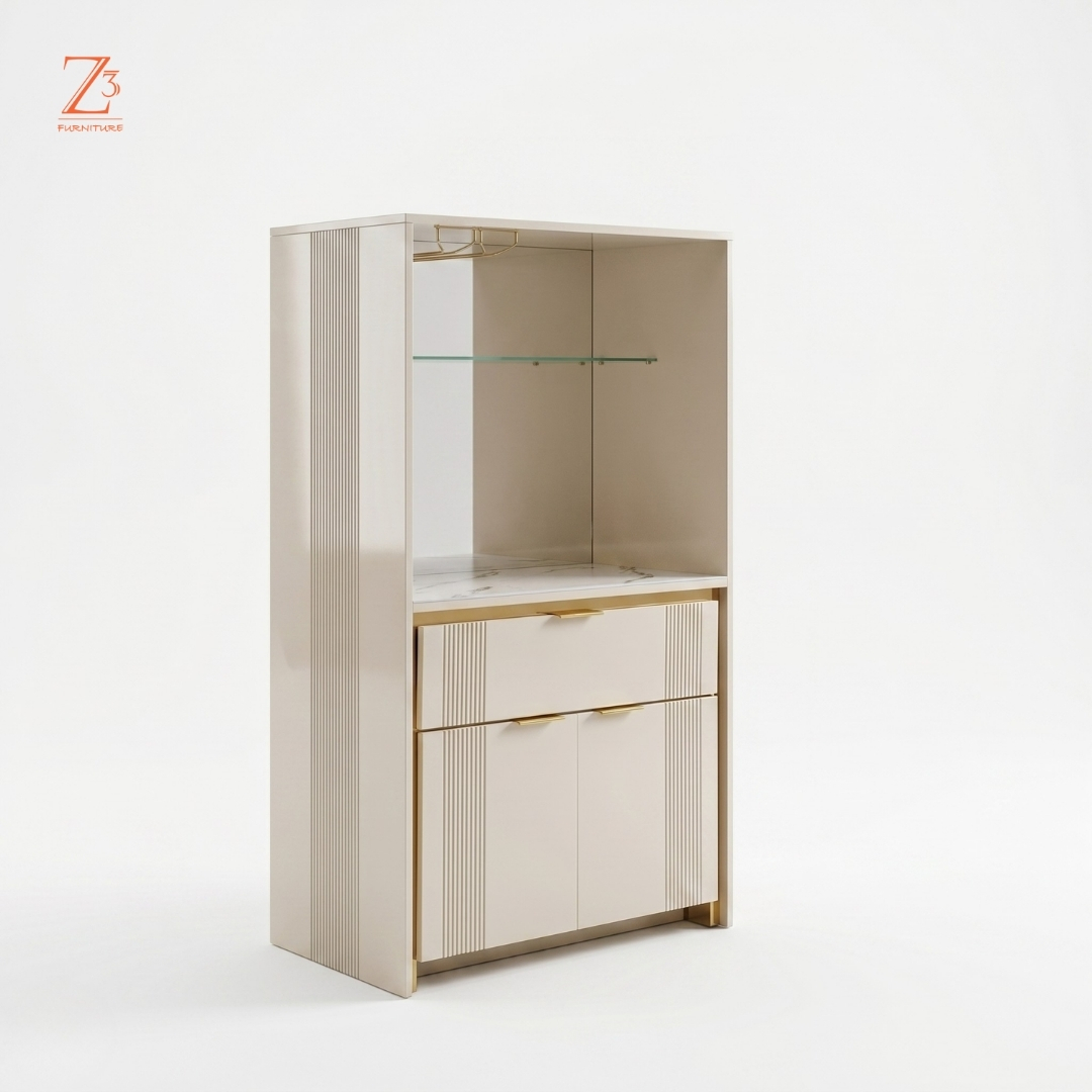 IvoryVault Luxe Bar Cabinet – Pearl Cream zcube Furniture 5