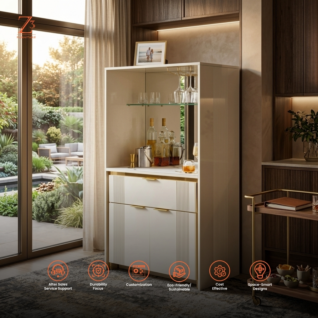 IvoryVault Luxe Bar Cabinet – Pearl Cream zcube Furniture 6