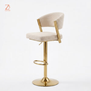 LunaVelvet Swivel Bar Chair – Elegant Beige zcube Furniture 1