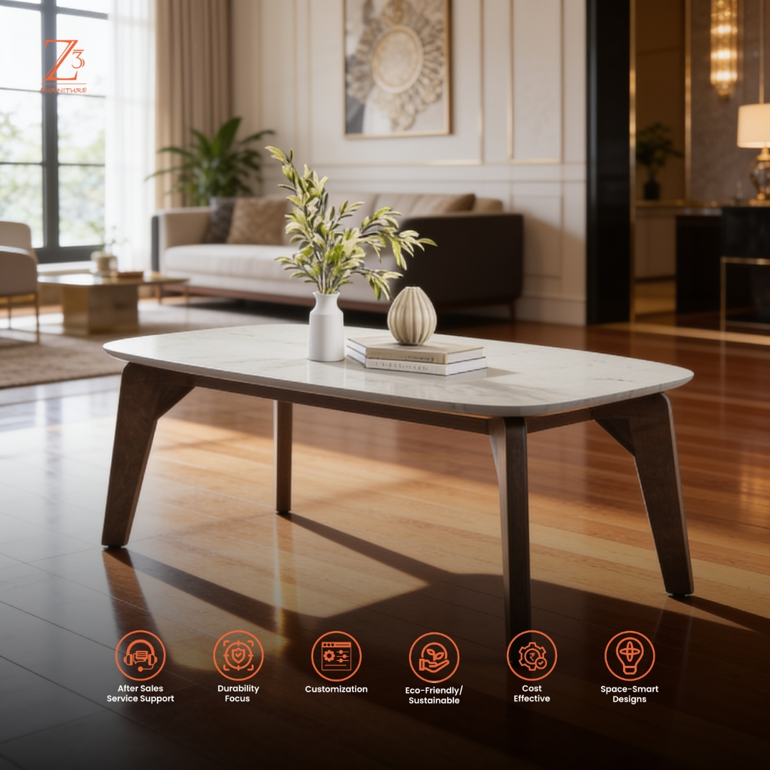 LunarCarrara Premium Coffee Table zcube Furniture 6
