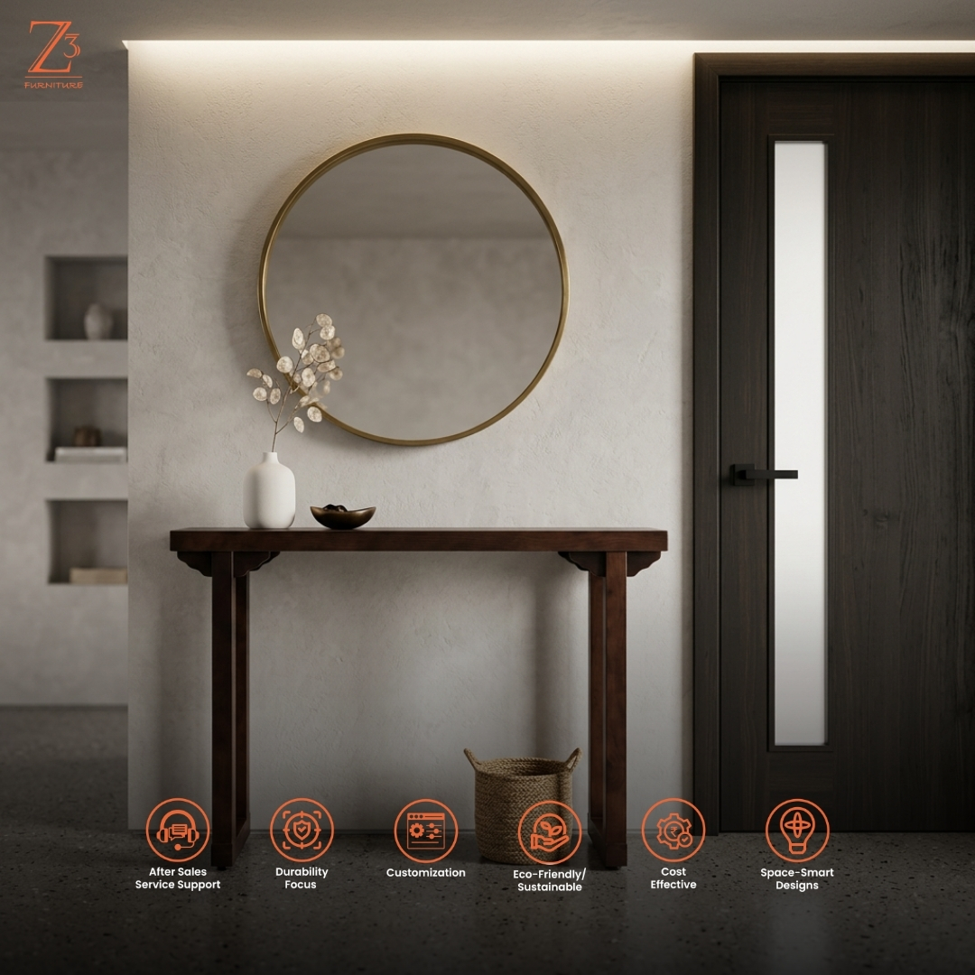MidCentury Luxe Console Table Z cube Furniture 6