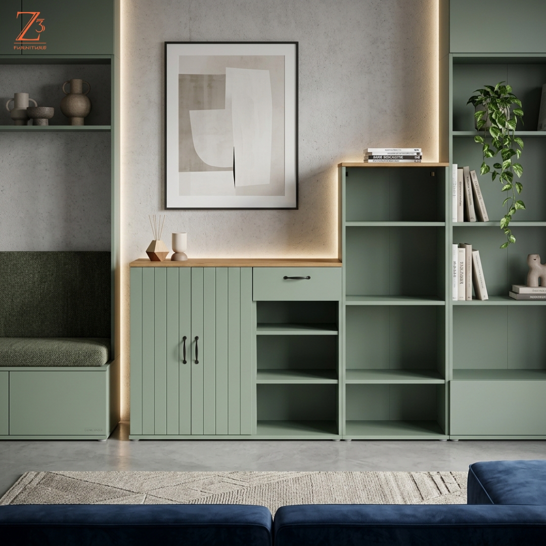 Midnight Blue Storage Side Board Unit Z Cube Furniture 1
