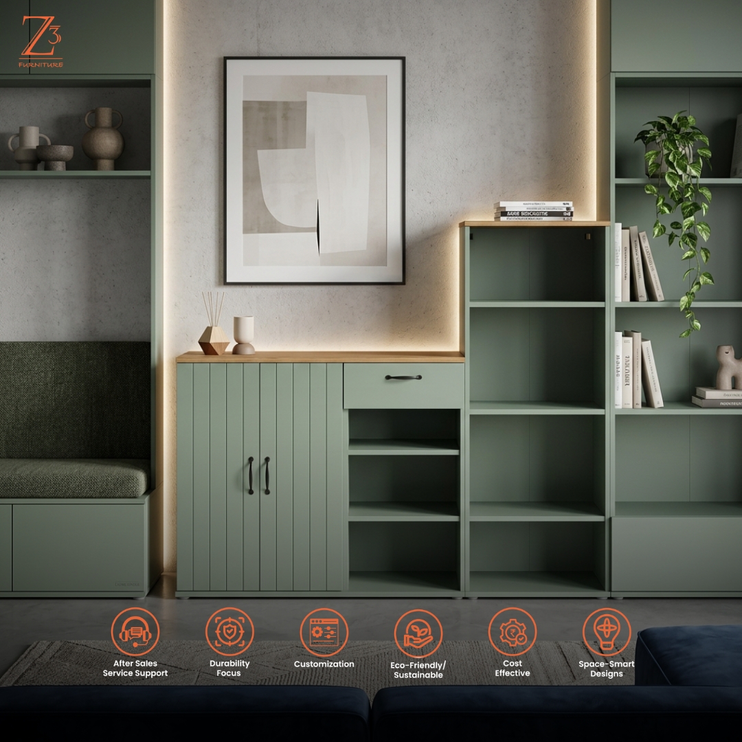 Midnight Blue Storage Side Board Unit Z Cube Furniture 5