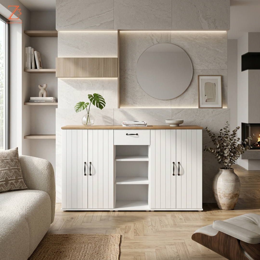 Nordic Sideboard White Storage Cabinet 5 Z cube Furniture