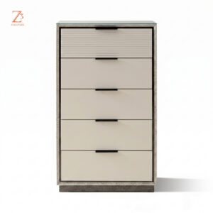 PearlLine 5 Drawer Chest of Drawers – Pure White zcube Furniture 1